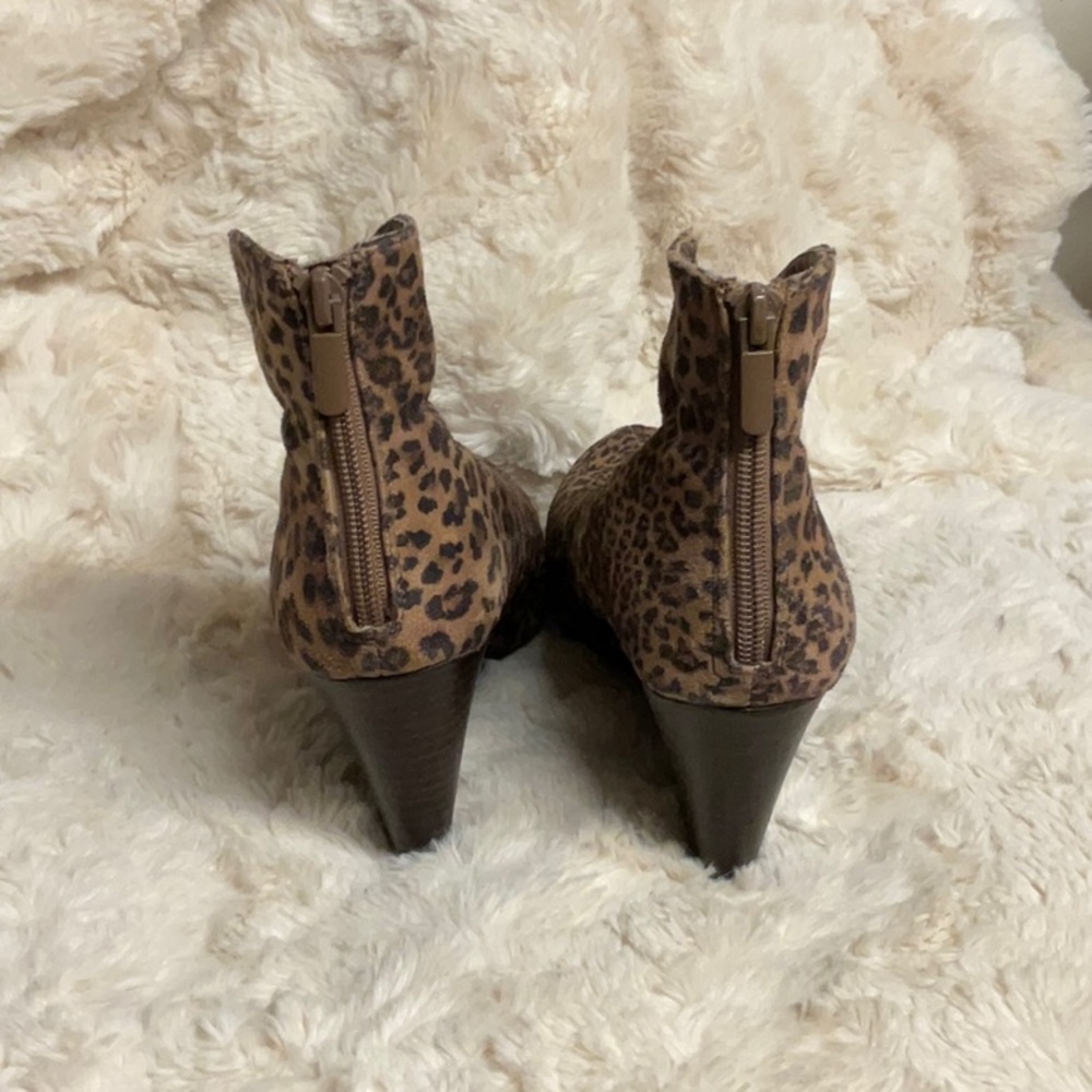 Leopard Print Wedge Ankle Boots - Picture 3 of 5